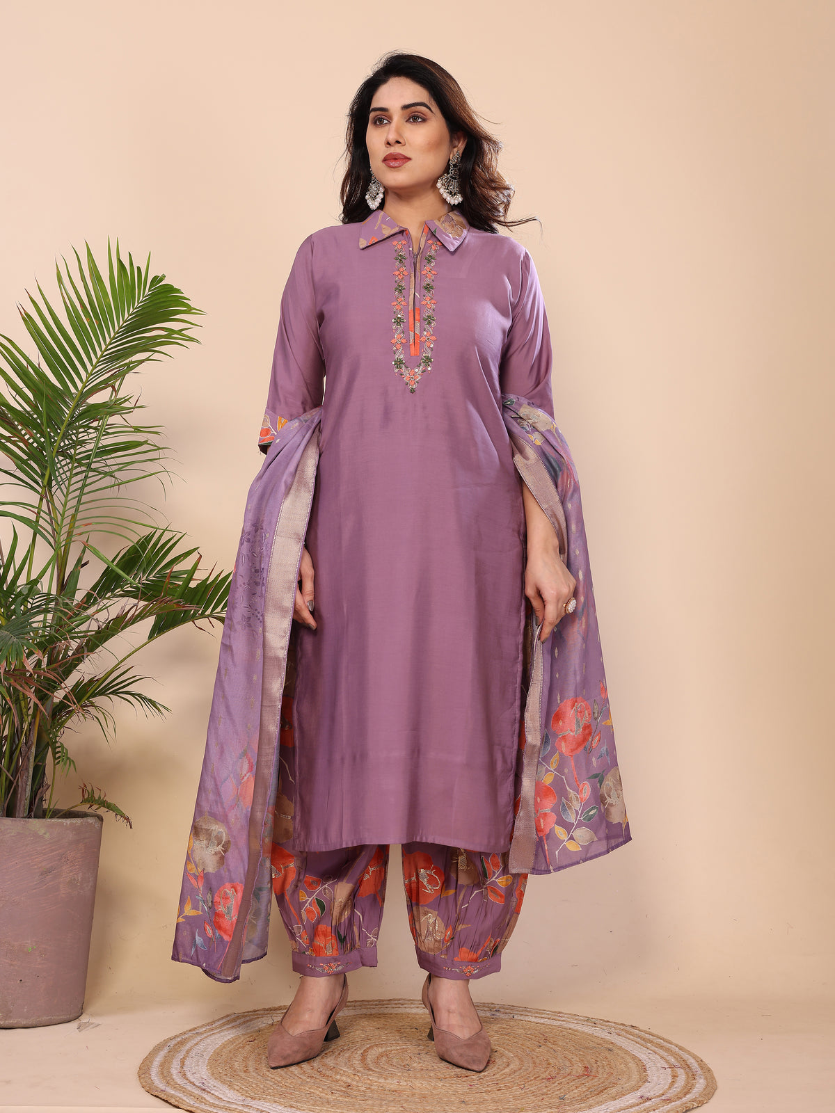 Punjabi Style Pure Vichitra Silk With Embroidery Sequence Work Patiyala Suit