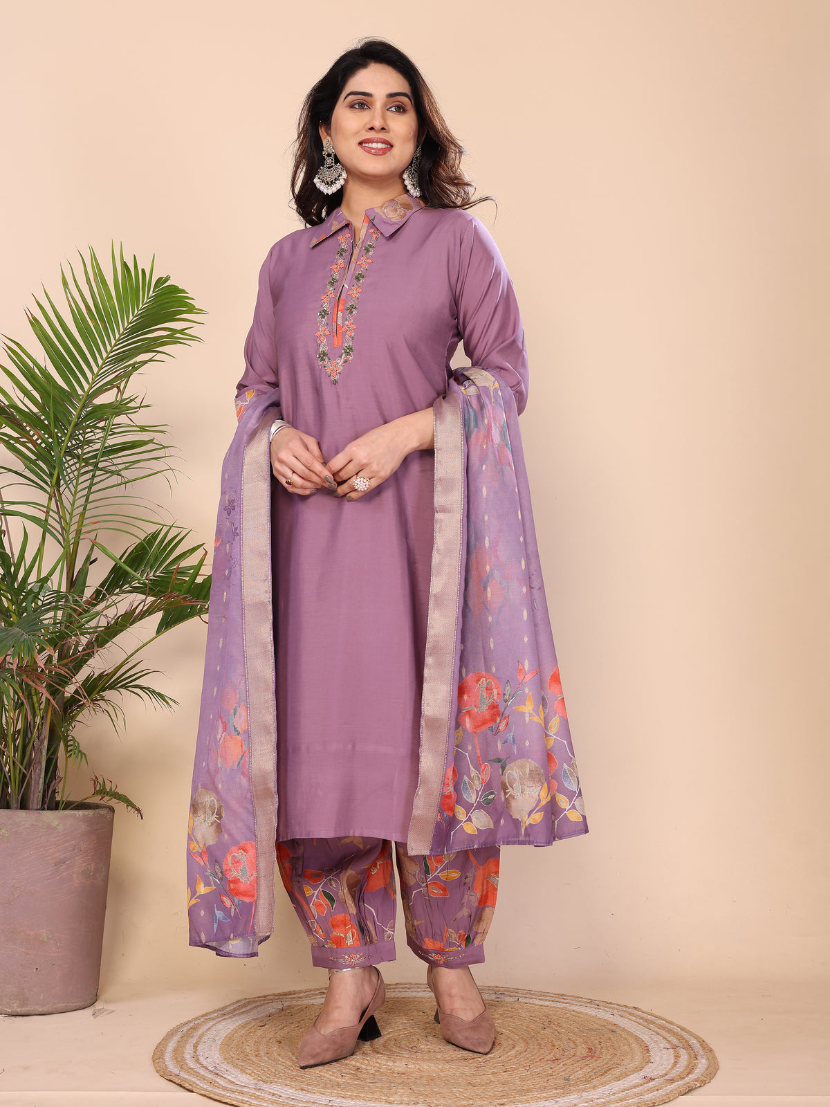 Punjabi Style Pure Vichitra Silk With Embroidery Sequence Work Patiyala Suit