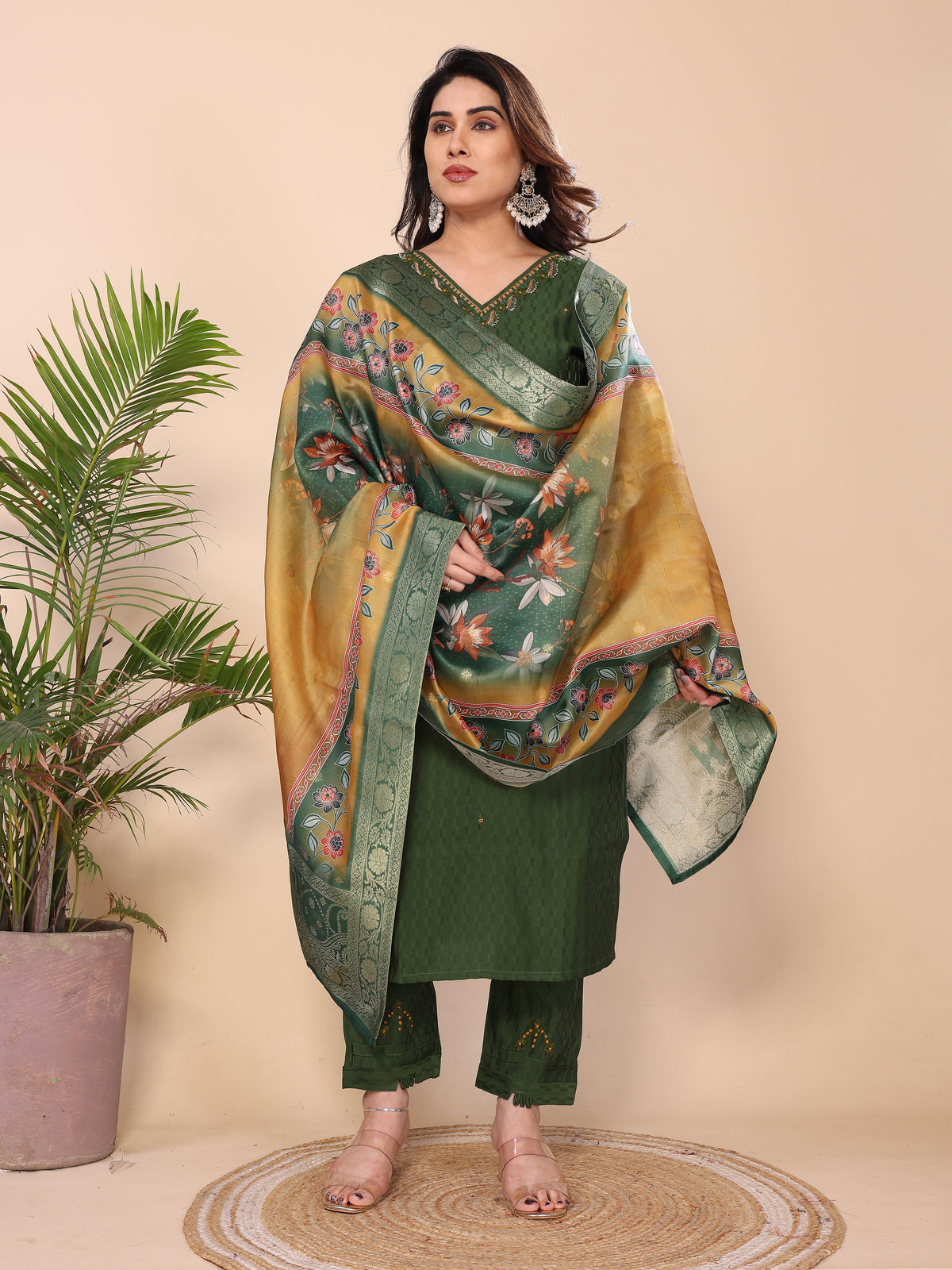 CHANDERI SUIT SET WITH DUPATTA