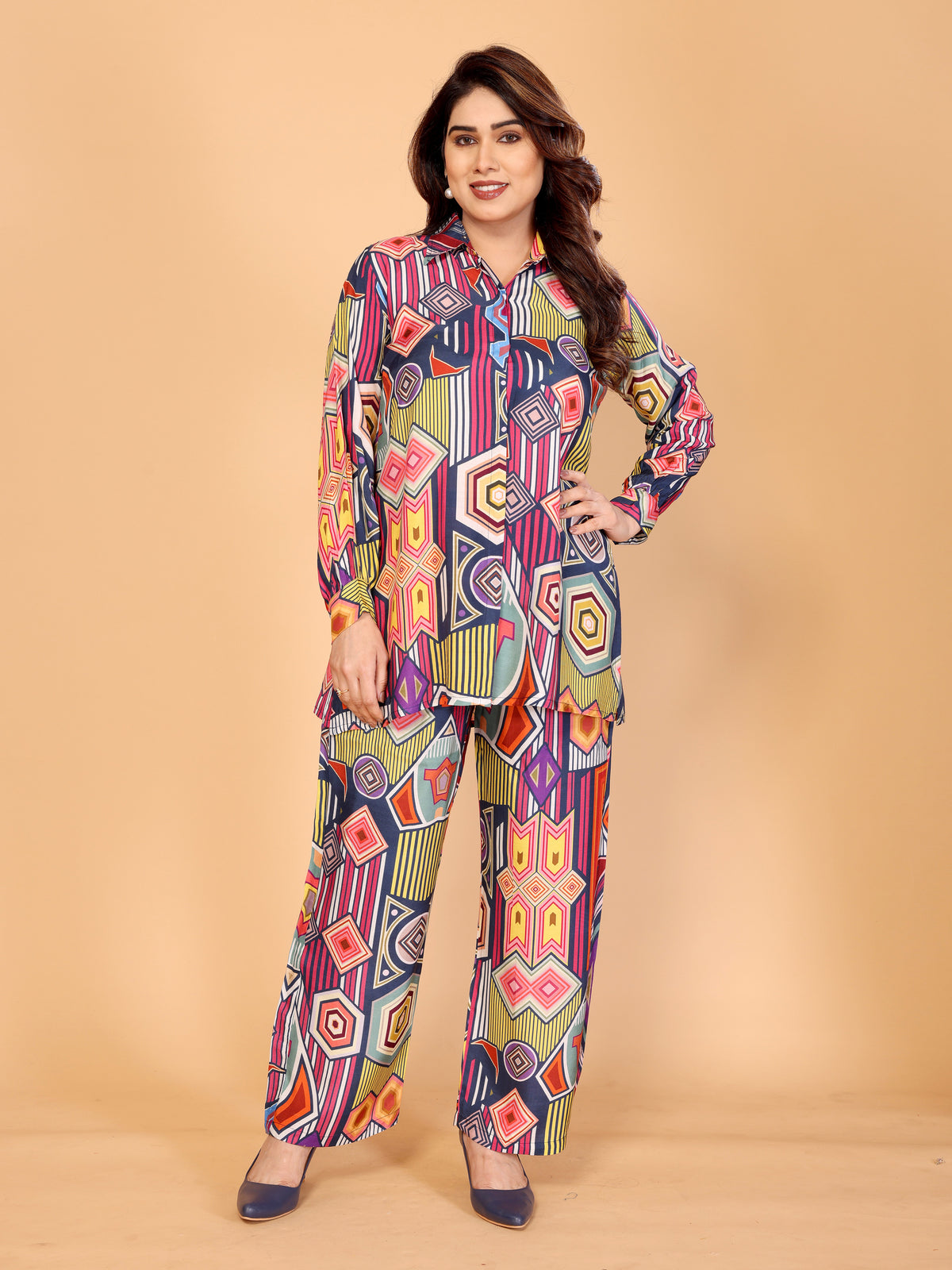 Vibrant Multicolor Abstract Geometric Co-Ord Set