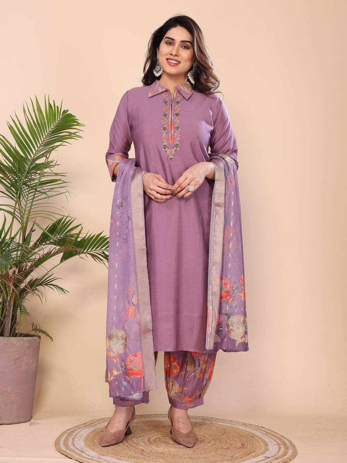 Punjabi Style Pure Vichitra Silk With Embroidery Sequence Work Patiyala Suit