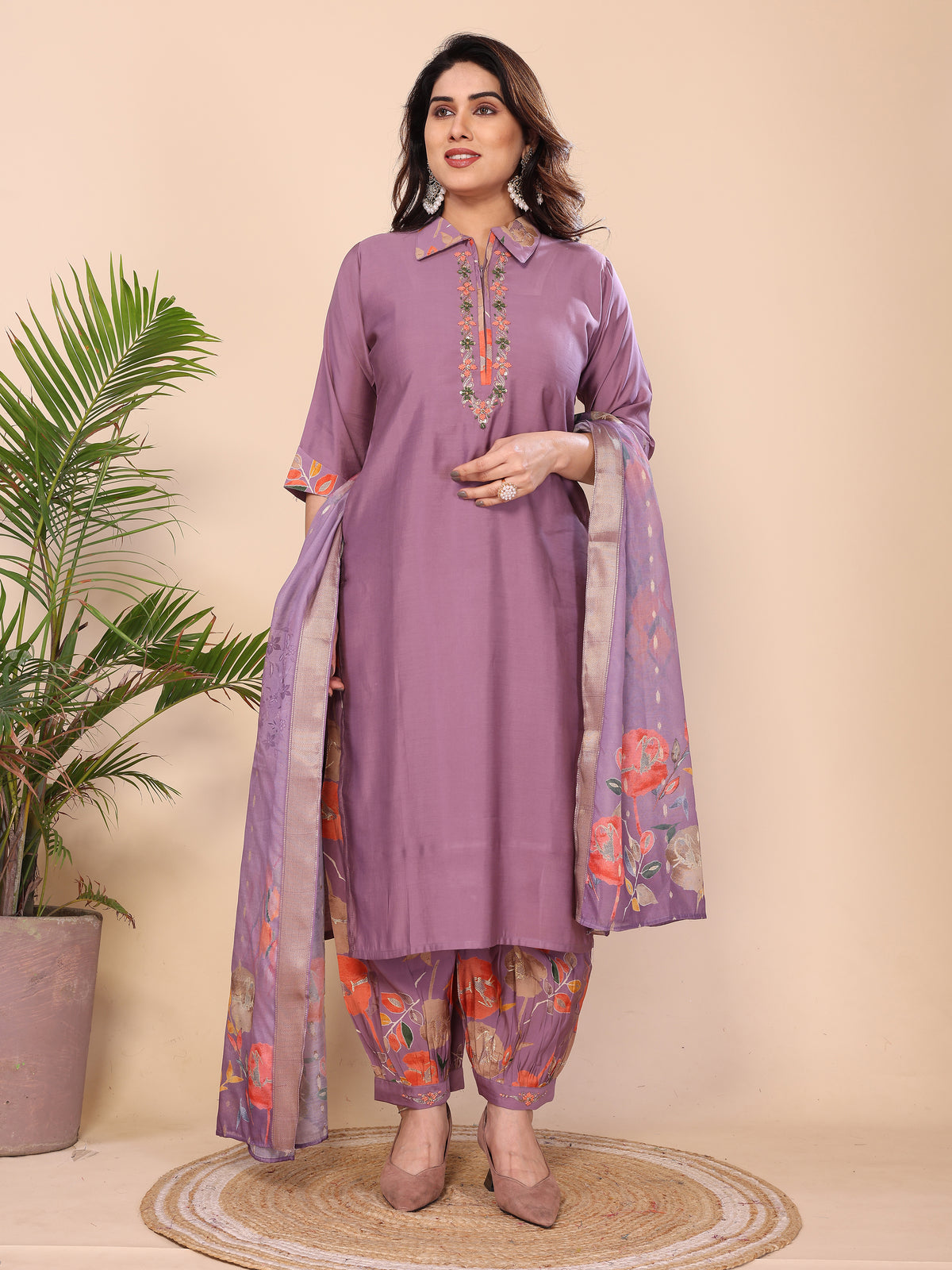 Punjabi Style Pure Vichitra Silk With Embroidery Sequence Work Patiyala Suit