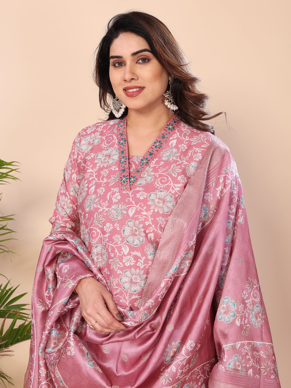 Mul Chanderi Kurta Set With Dupatta