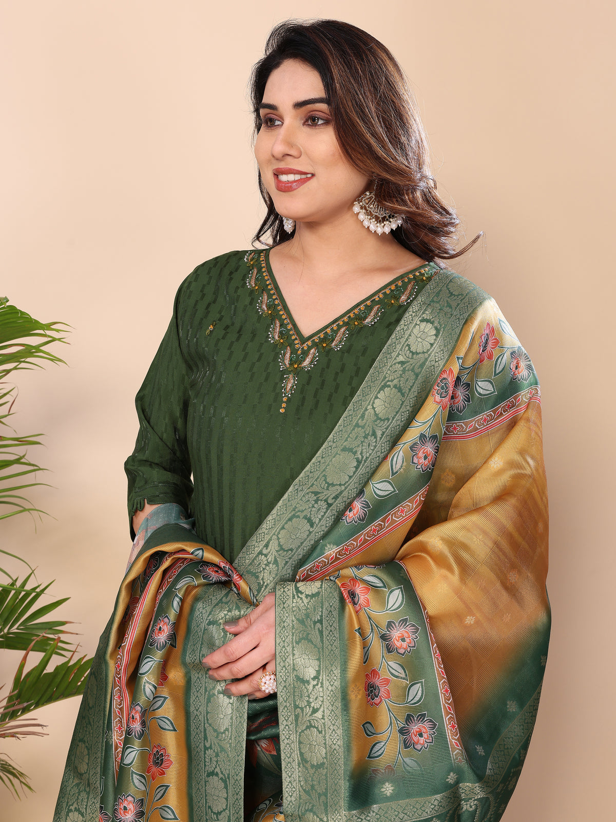 CHANDERI SUIT SET WITH DUPATTA