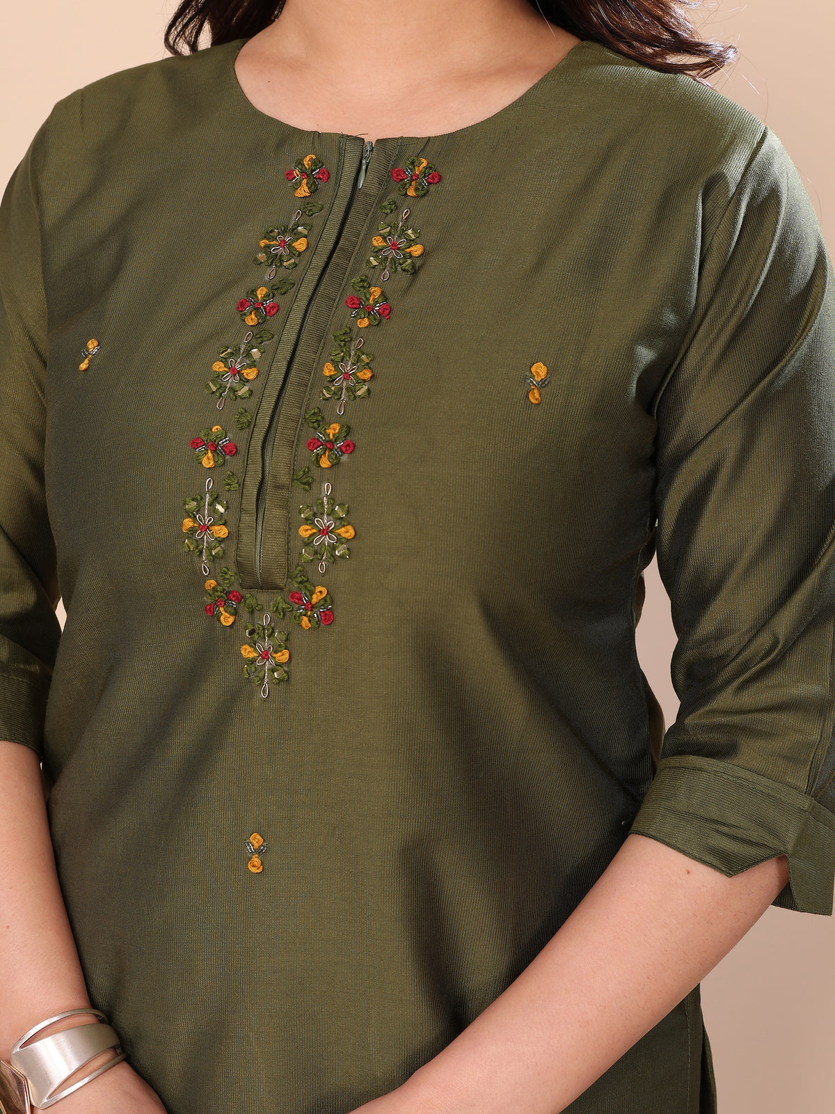 CHANDERI COTTON SUIT SET WITH ORGANZA DUPATTA