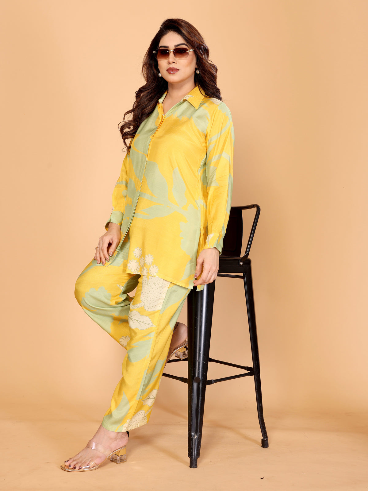 Sunshine Yellow & Mint Floral Printed Co-Ord Set