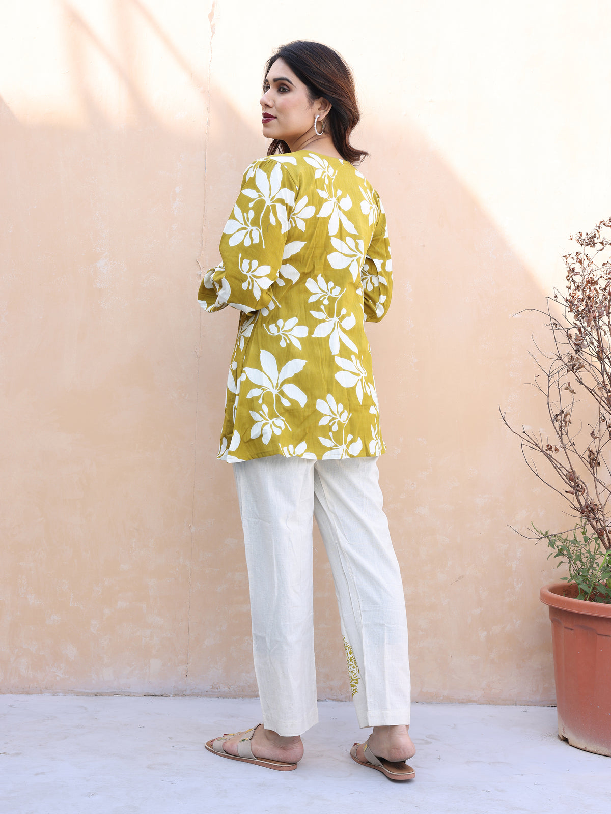 Mustard Yellow Floral Printed Cotton Co-ords Set