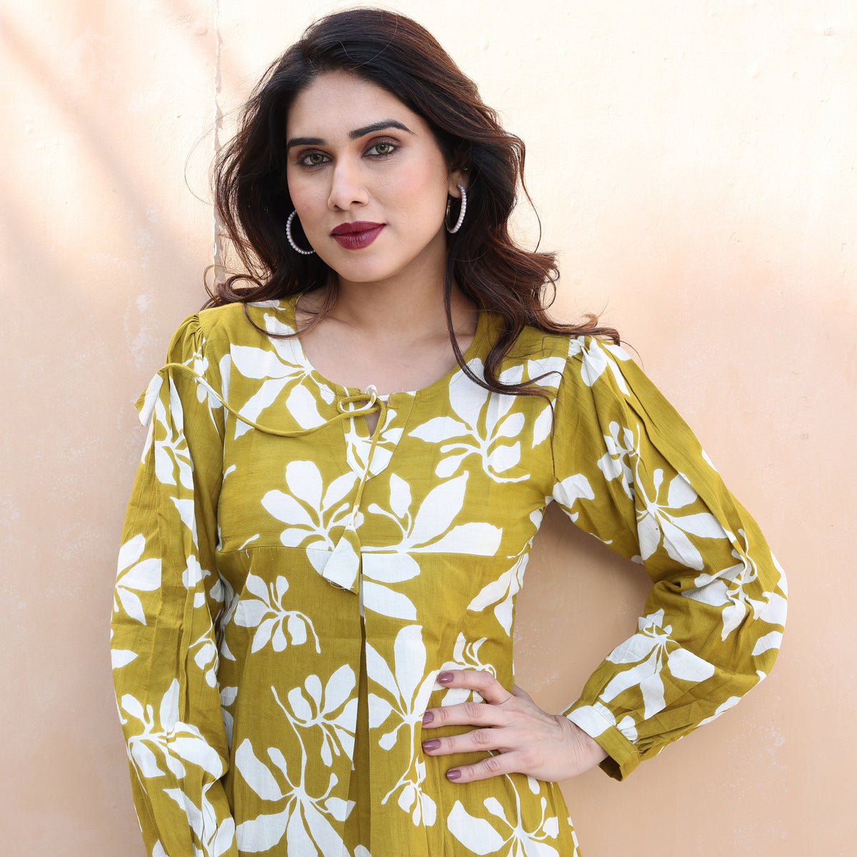 Mustard Yellow Floral Printed Cotton Co-ords Set