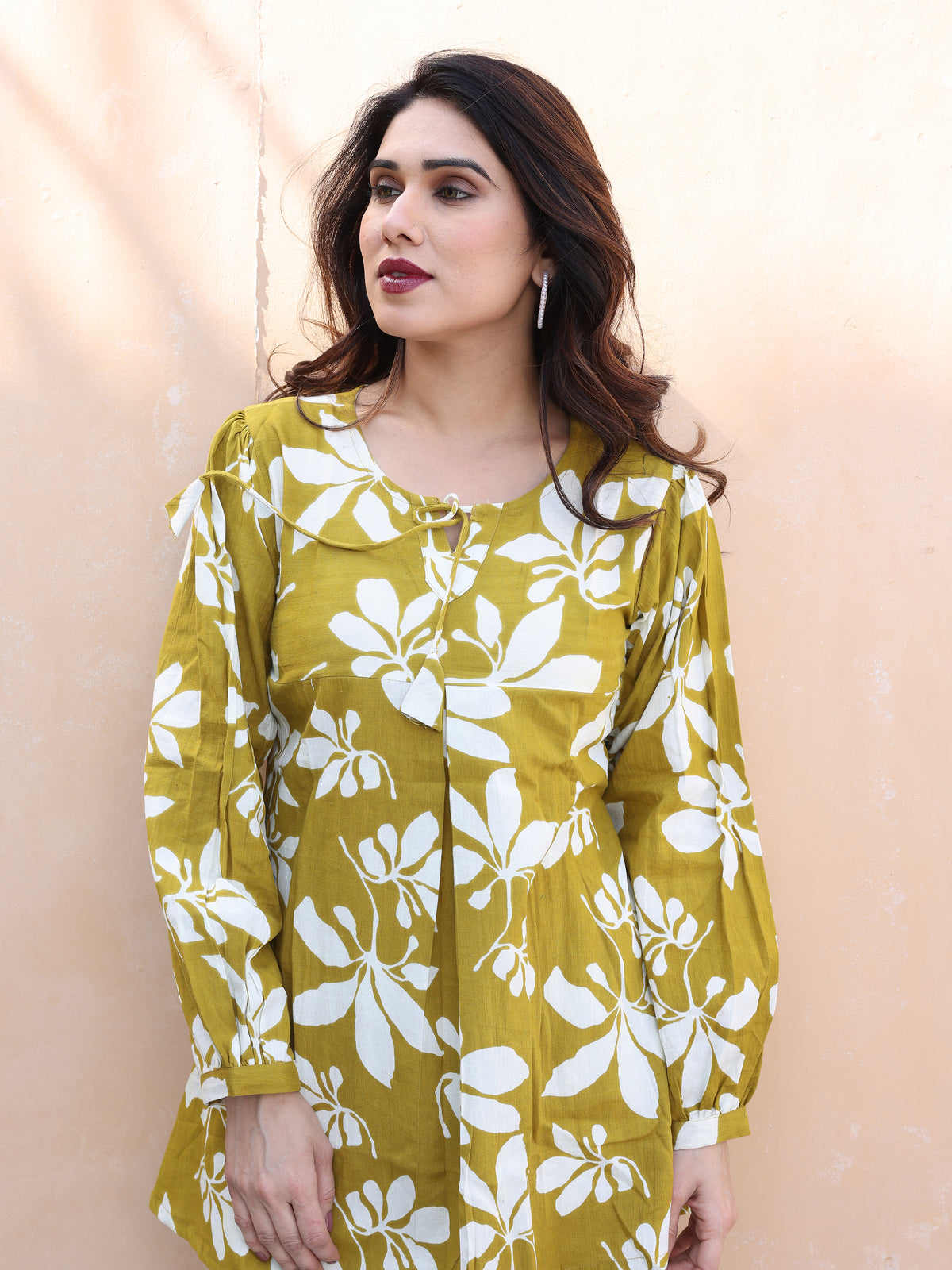 Mustard Yellow Floral Printed Cotton Co-ords Set